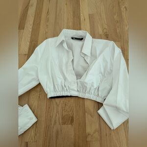 Zara cropped poplin top